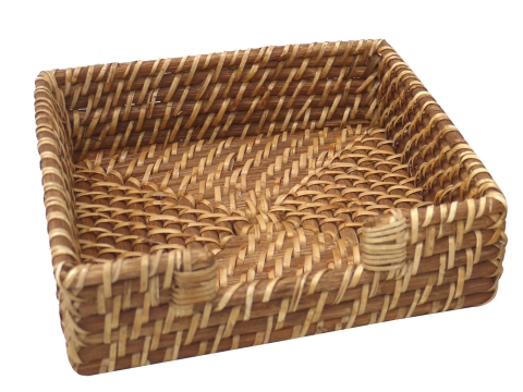 Square rattan napkin holder honey